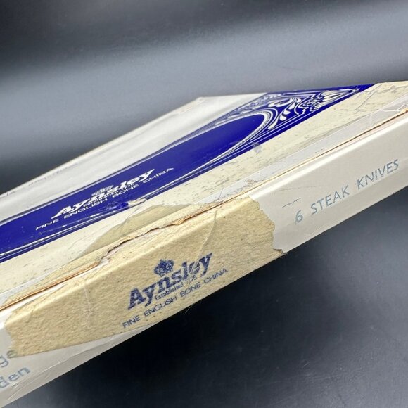 Vintage Aynsley Pembroke Fine Bone China Stainless Steel Steak Knives Bird - Picture 7 of 10
